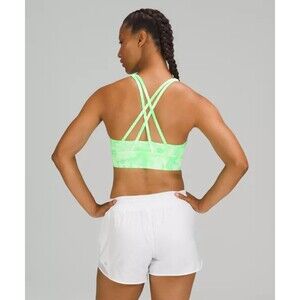Lululemon Energy Bra High Neck Long Line Shibori Tie Dye Neon Size 6